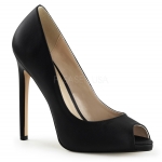 PL-Sexy 42 Black Leather Peep Toe Pump